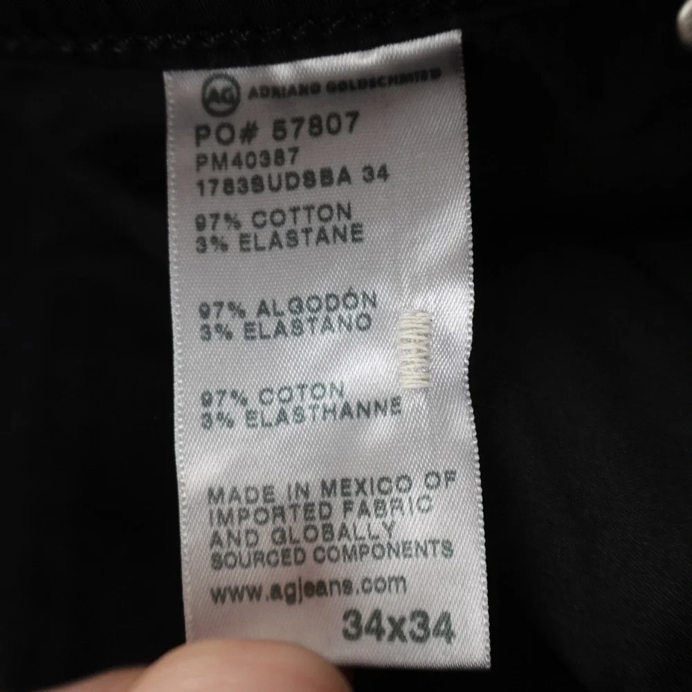 NEW AG Adriano Goldschmied‎ Jeans Mens 34X34 Black Tellis Modern Slim Stretch